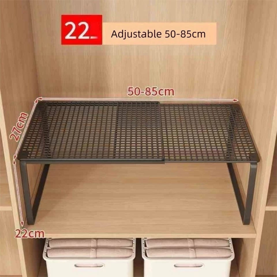 Expandable Closet Organizer Shelf Adjustable Wardrobe Kitchen Storage Rack UK