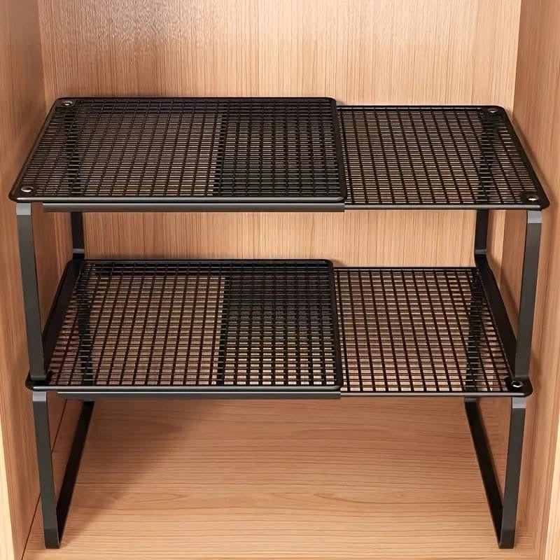 Expandable Closet Organizer Shelf Adjustable Wardrobe Kitchen Storage Rack UK