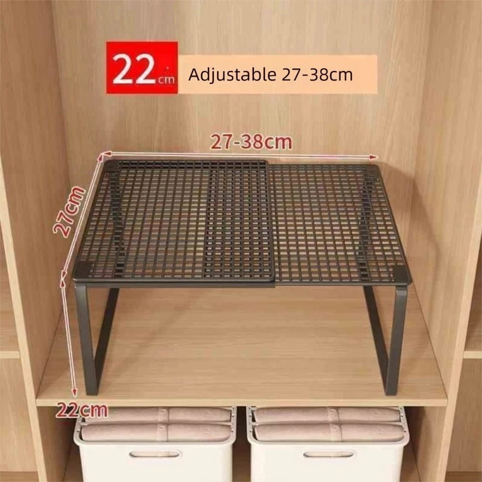 Expandable Closet Organizer Shelf Adjustable Wardrobe Kitchen Storage Rack UK