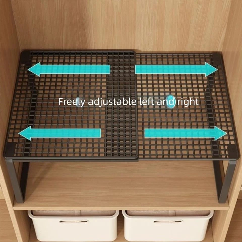 Expandable Closet Organizer Shelf Adjustable Wardrobe Kitchen Storage Rack UK