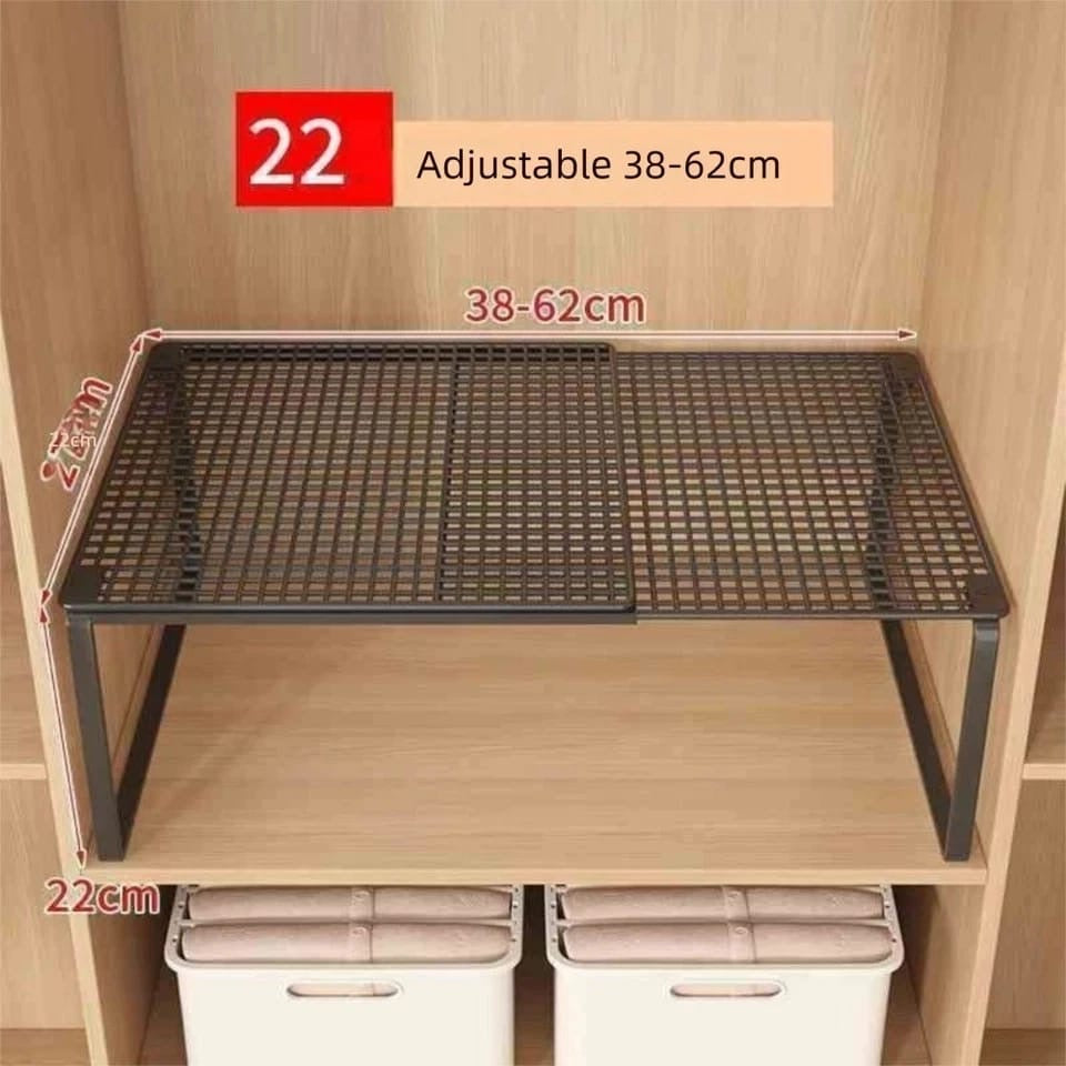 Expandable Closet Organizer Shelf Adjustable Wardrobe Kitchen Storage Rack UK